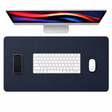 Tapis de bureau XXL en cuir PU bleu marine 40x80 cm