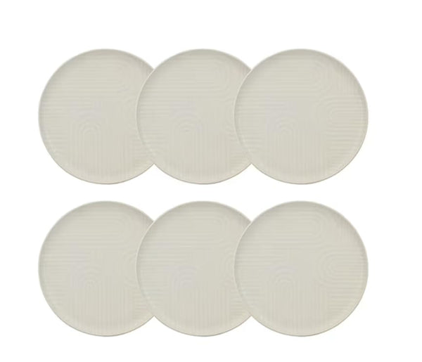 Dune — Lot de 6 assiettes plates 26 cm en grès blanc